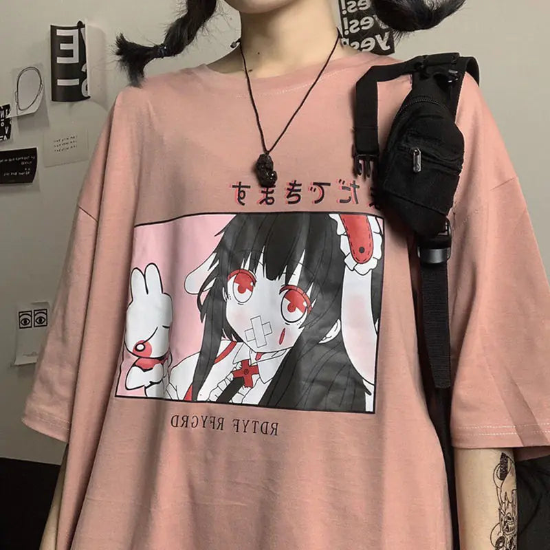 Korean Style Cartoon Loose Short Sleeve T-Shirt for Women