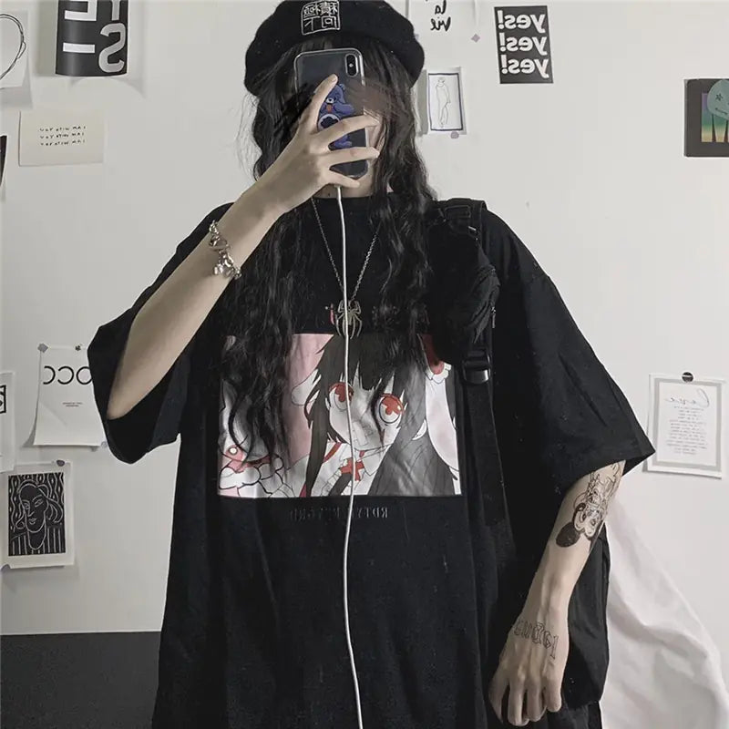 Korean Style Cartoon Loose Short Sleeve T-Shirt for Women