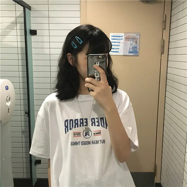 Loose-Fit Short Sleeve T-Shirt for Women in Korean Style