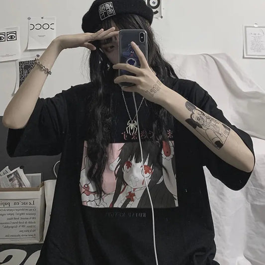Korean Style Cartoon Loose Short Sleeve T-Shirt for Women