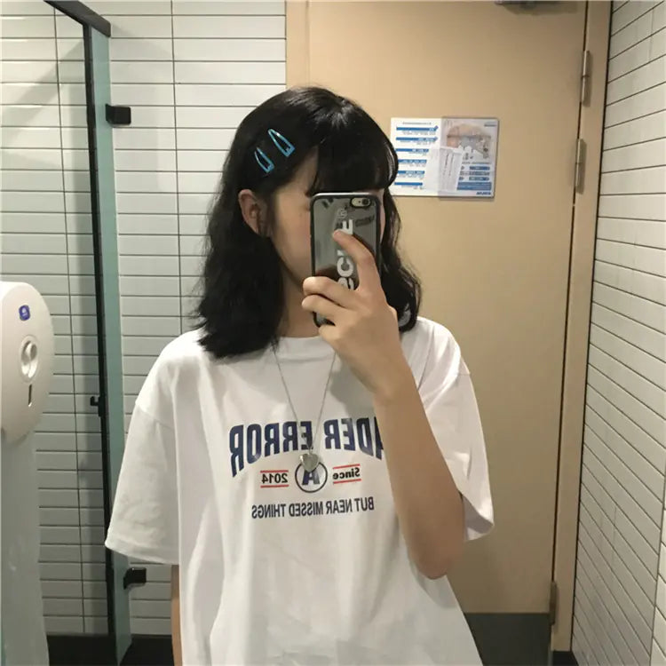 Loose-Fit Short Sleeve T-Shirt for Women in Korean Style